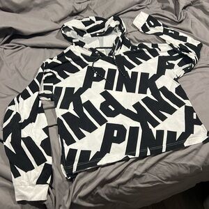 Victoria’s Secret, pink, black and white hoodie size large super cute